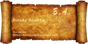 Bondy Aletta névjegykártya